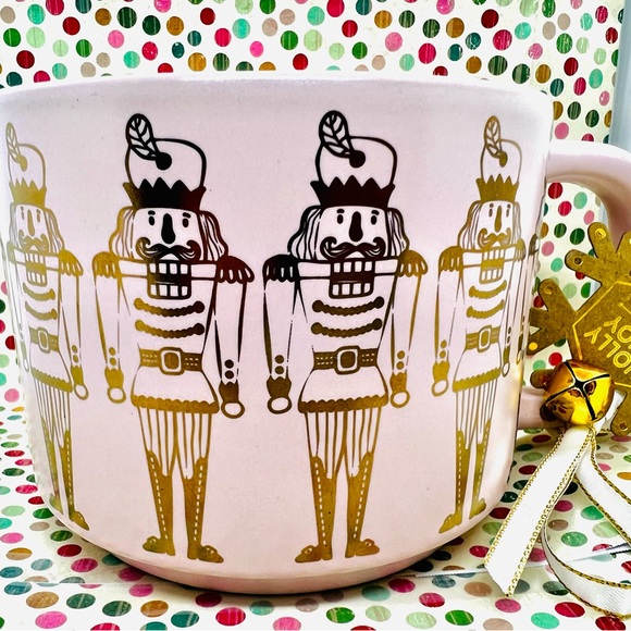 Christmas Matte Gold Nutcrackers on Baby Pink Mug - Picture 3 of 6